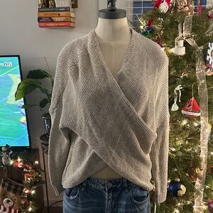 Women's Beige Wrap Sweater